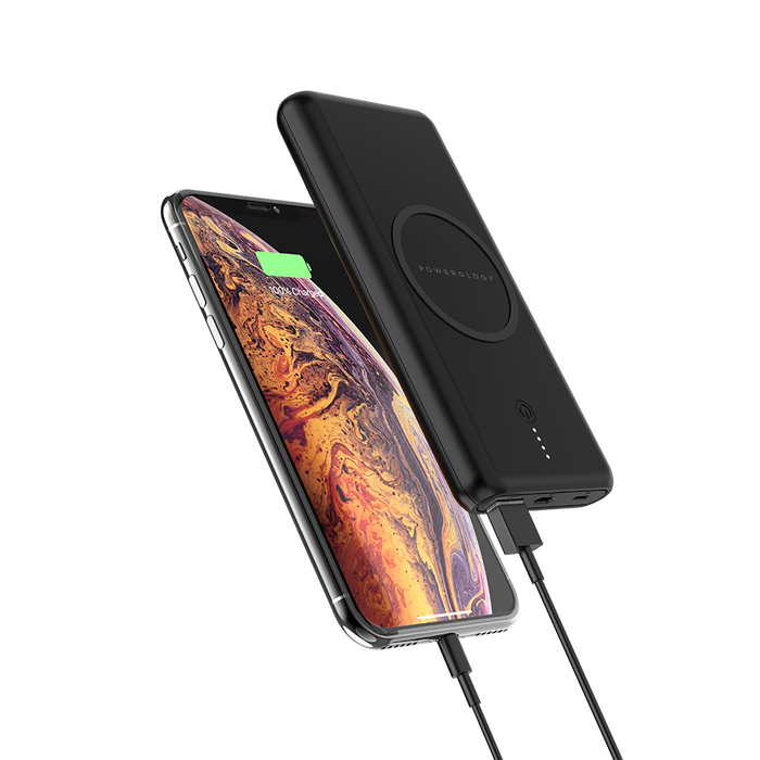 شاحن لاسلكي و باور بانك 10000 م امبير 18 وات PD للشحن السريع - Powerology