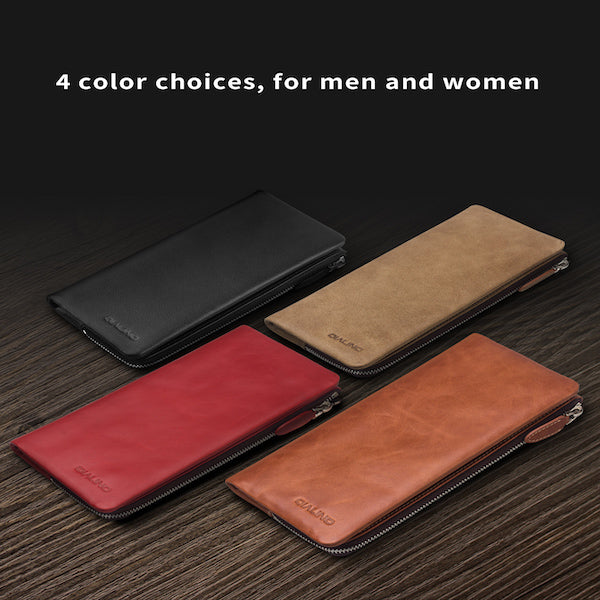 Leather Wallet & Mobile Case For iPhone / Smasung - Genuine Leather with Card Holder  - QIALINO