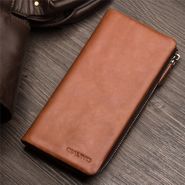 Leather Wallet & Mobile Case For iPhone / Smasung - Genuine Leather with Card Holder  - QIALINO
