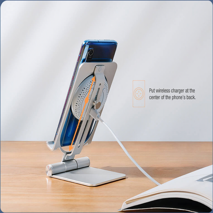 ستاند موبايل مع شاحن لاسلكي سريع بقدره ١٥ وات