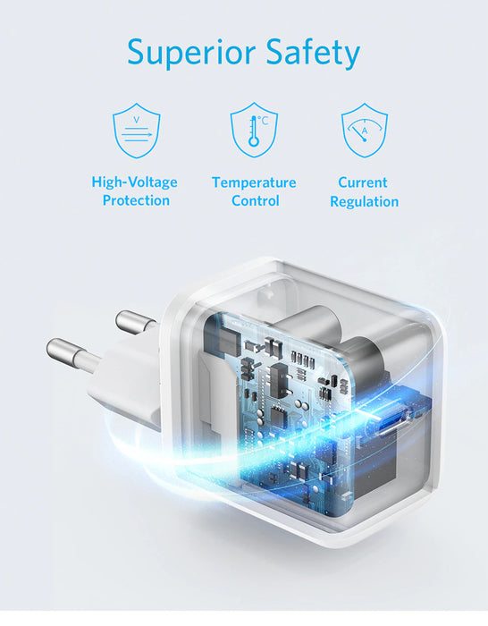 شاحن حائط انكر PowerPort III سريع  ٢٠ وات  USB-C / PD و تقنية PIQ 3.0