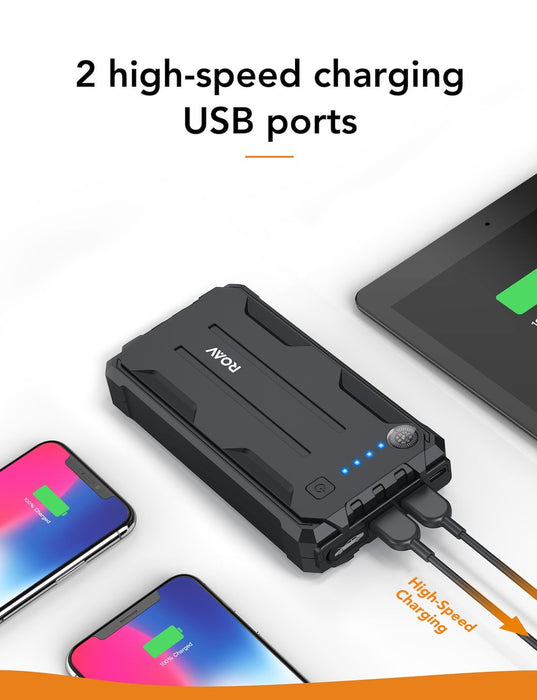Car Jumper in Case of Battery failure  800A with Power Bank & Emergency Light - ROAV