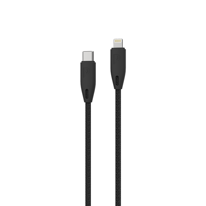 كابل شحن ايفون / ايباد نايلون عالي الجودة من USB-C إلى Lightning  بطول ٢ متر معتمد MFI من ابل - Powerology