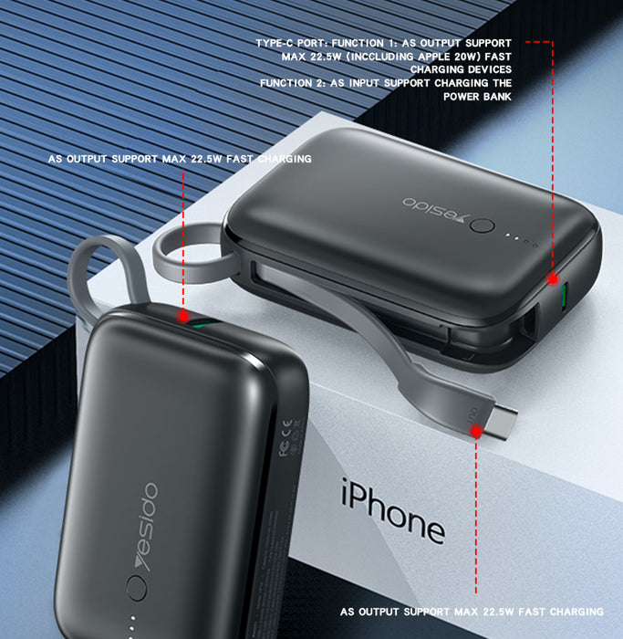 Smallest Power Bank PD/USB-C Fast Charging 10000 mAh - Yesido