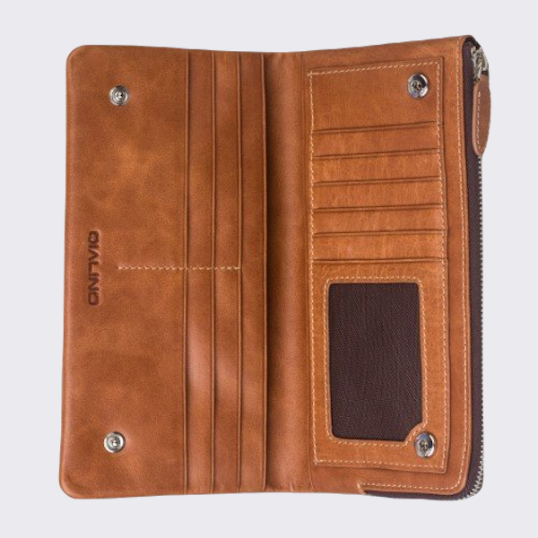 Leather Wallet & Mobile Case For iPhone / Smasung - Genuine Leather with Card Holder  - QIALINO