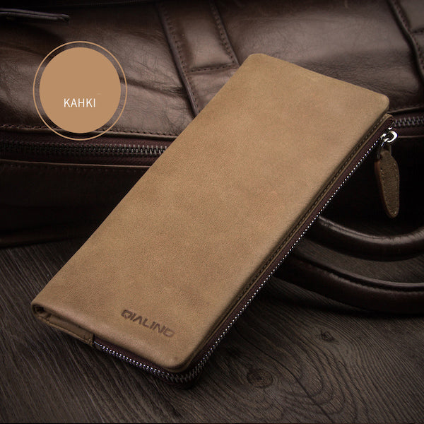Leather Wallet & Mobile Case For iPhone / Smasung - Genuine Leather with Card Holder  - QIALINO