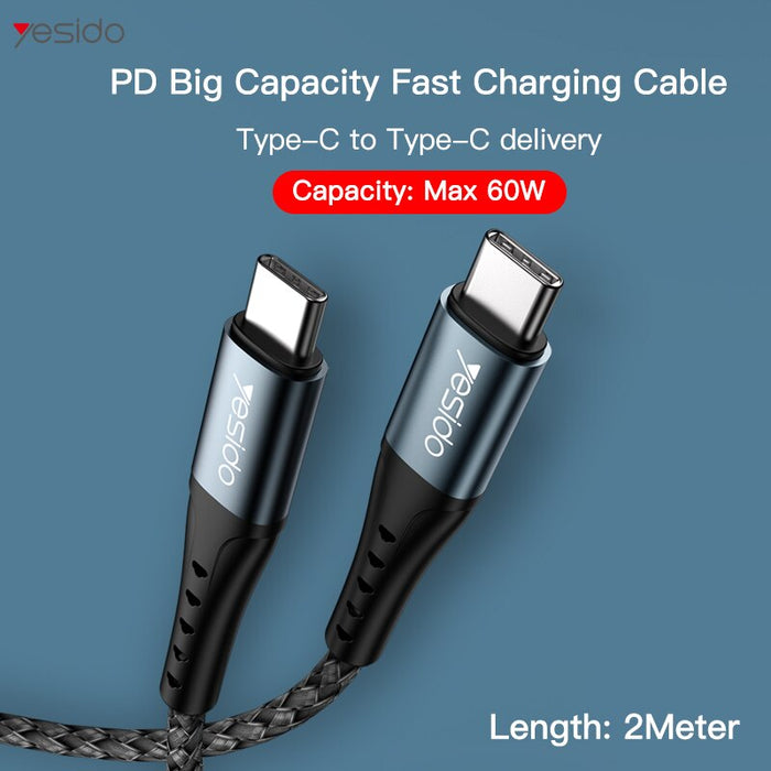 60W Type-C Cable 2m for MacBook / iPhone / Samsung - YESIDO