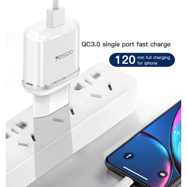 18W QC3.0 USB Fast Wall Charger - YESIDO